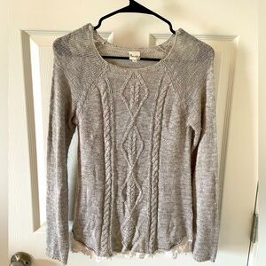 Mudd - Lace Detail - Gray Sweater - Pullover - Size 12